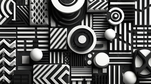 Monochrome patterns with geometric precision, Abstractbackgrounddesign, classic and minimalist