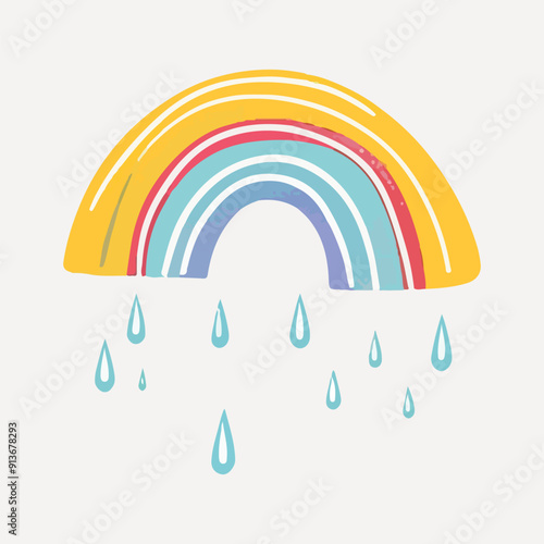 raining rainbow illustration vector