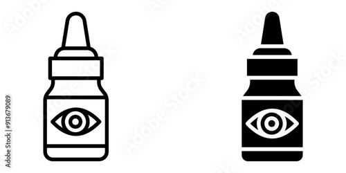 Eye drop icon set. Eye drop bottle color editable