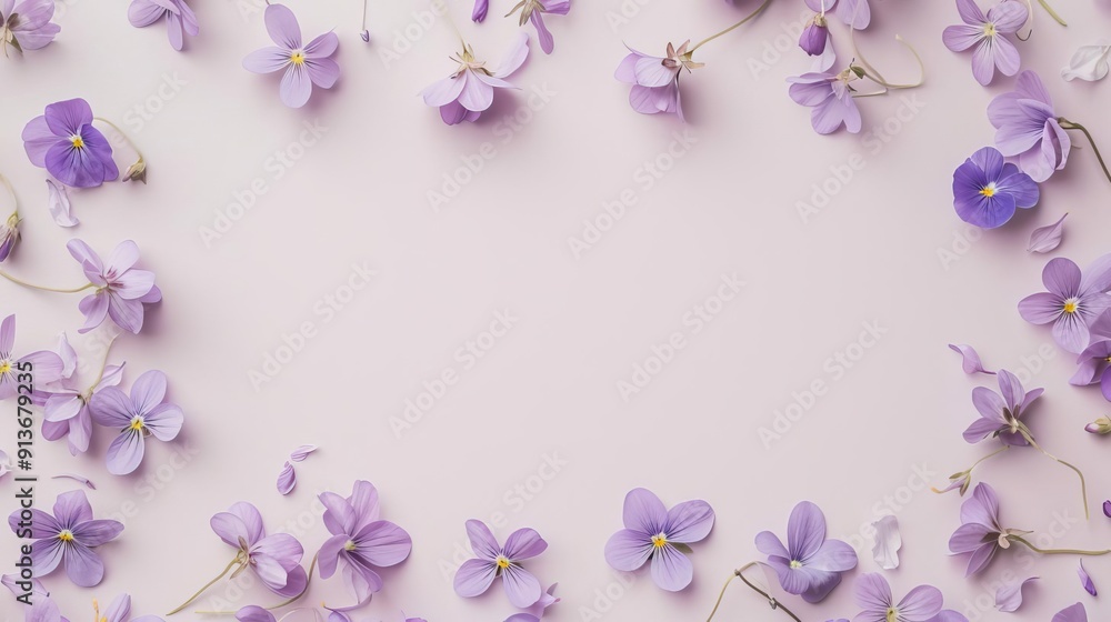 Empty frame of lilies, simple modern clean background Empty frame of lilies, simple modern clean background