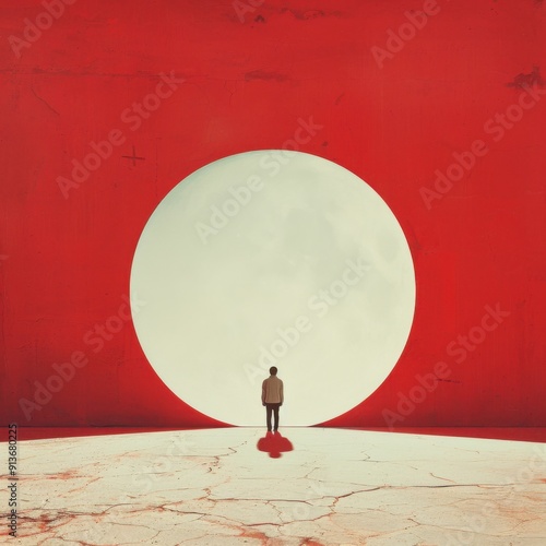 Keith , surreal style of conceptual photography,white red high place muted palette photo