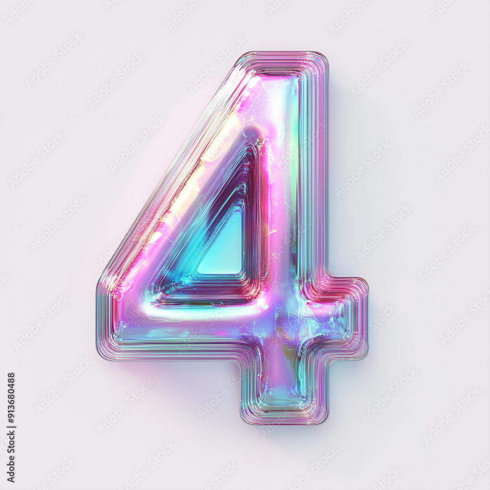 3d render of a glowing neon sign Number 4 3d render of a glowing neon sign Number 4