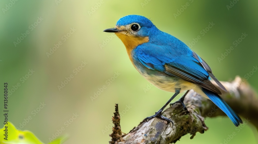Blue Bird Perched on a Branch Blue Bird Perched on a Branch