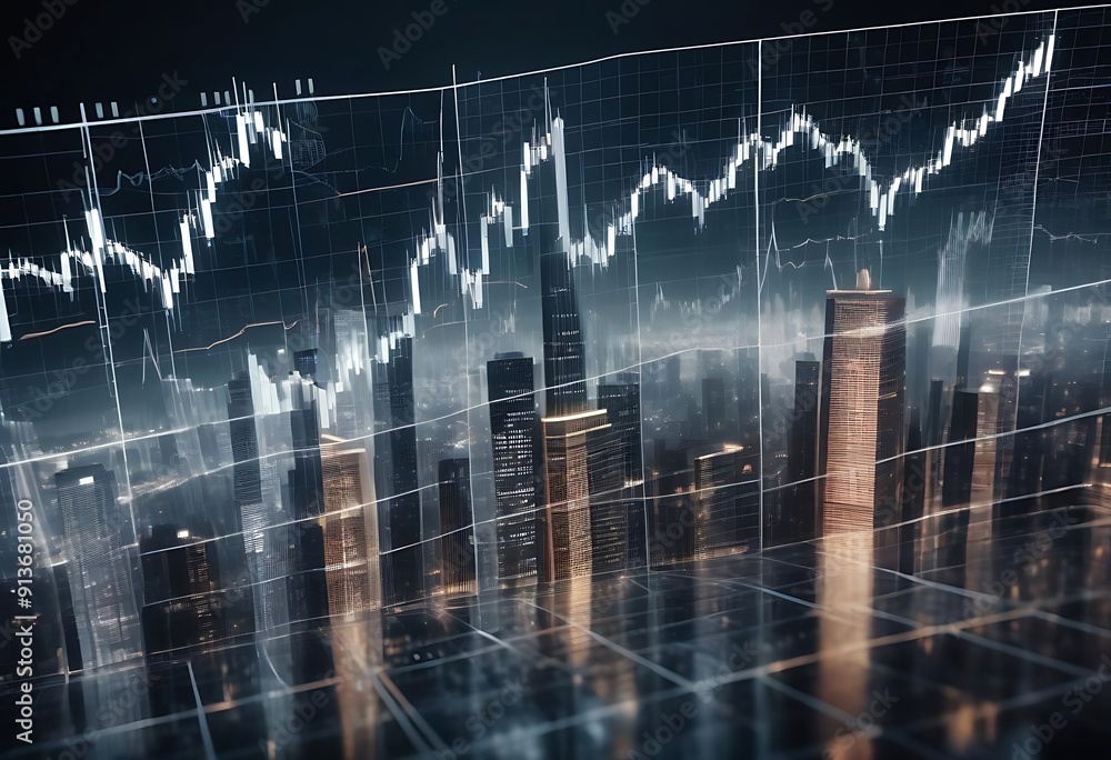 a modern city with shining forex charts isolated on a city background a modern city with shining forex charts isolated on a city background