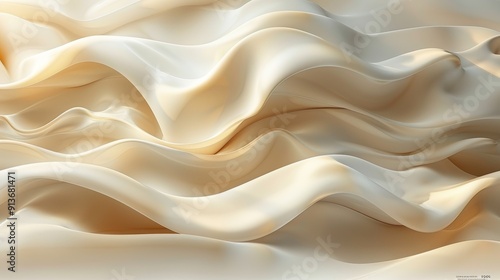Elegant Flowing Cream Fabric Draped Smoothly Against a Soft Background