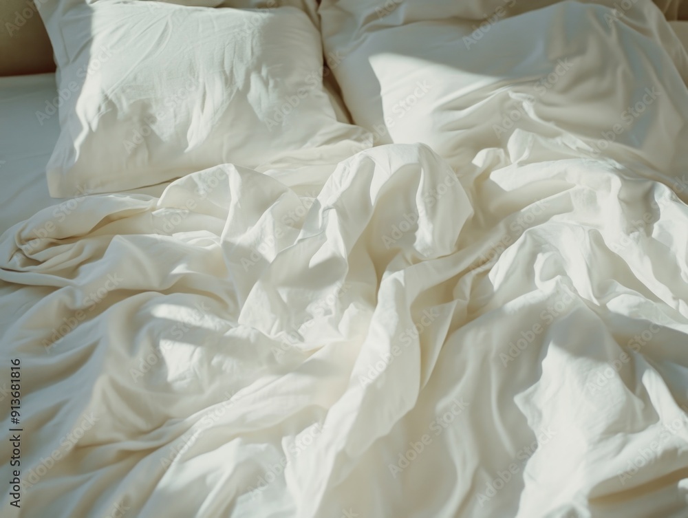 Unmade Bed with White Sheets Unmade Bed with White Sheets