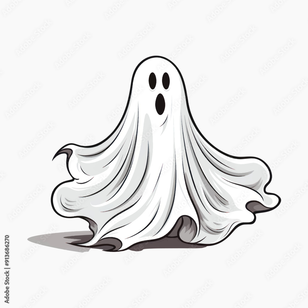 Cartoon ghost with spooky expression Cartoon ghost with spooky expression