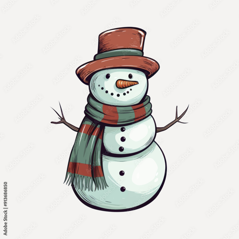Cheerful snowman with hat Cheerful snowman with hat