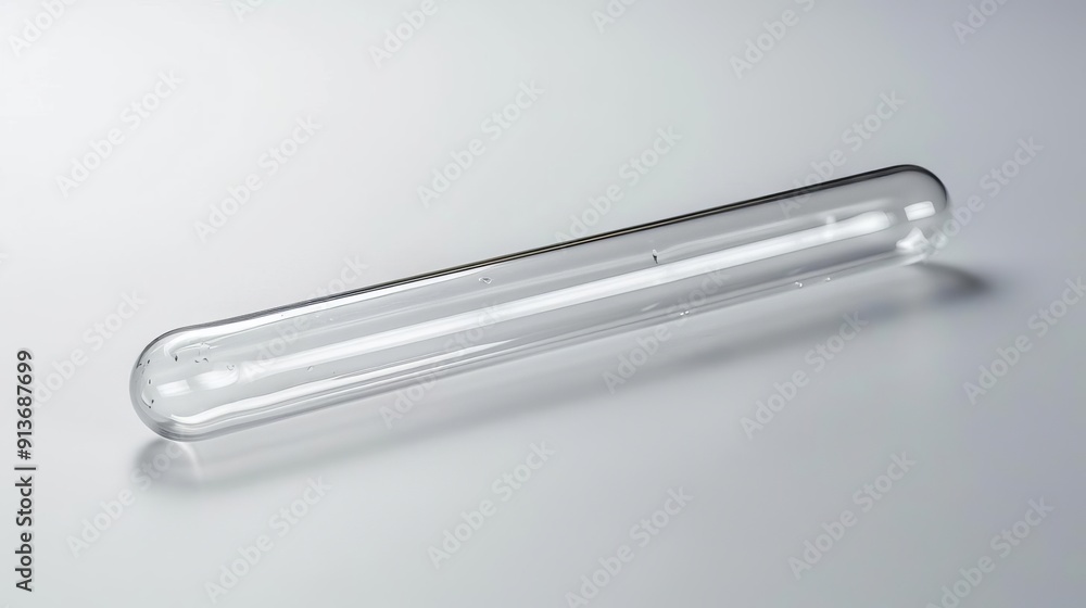 A fragile glass tube of clear nutrient concentrate on solid white background, single object A fragile glass tube of clear nutrient concentrate on solid white background, single object