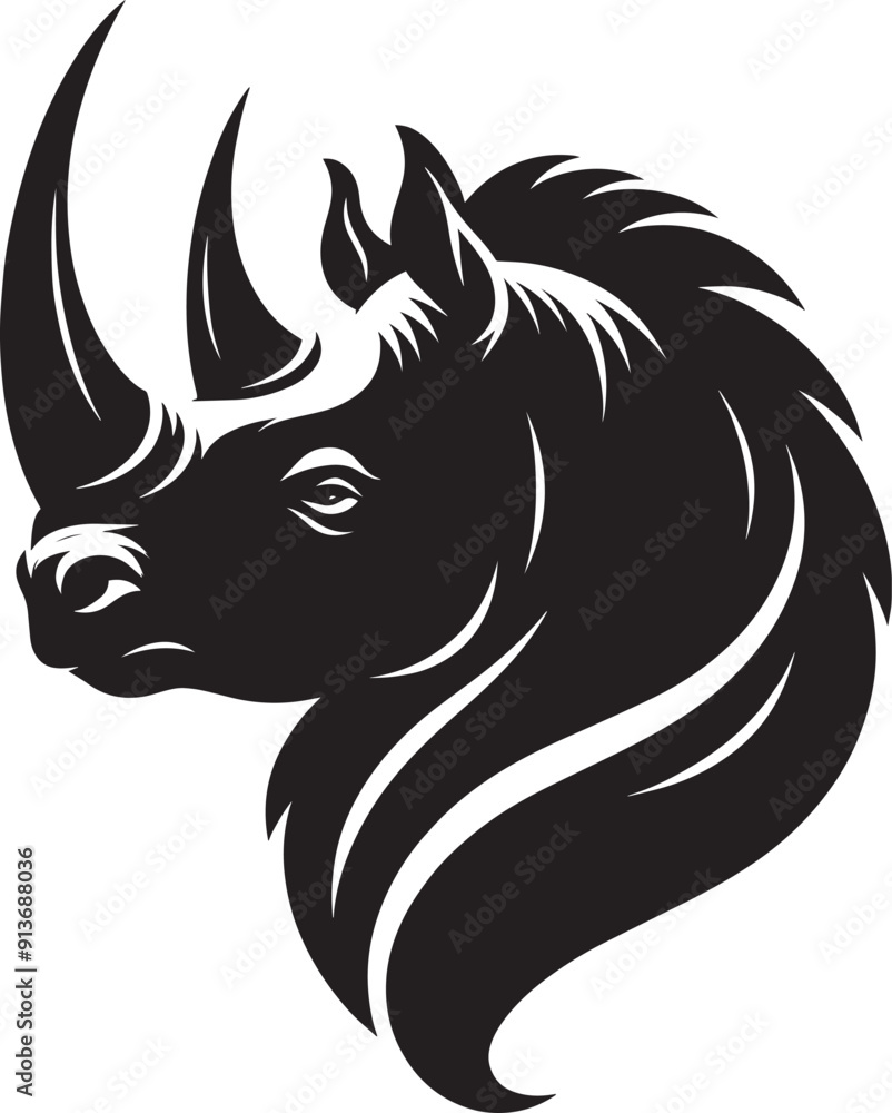 Rhino Head Silhouette isolated on white background Minimalist rhino vector shape Rhino Head Silhouette isolated on white background Minimalist rhino vector shape