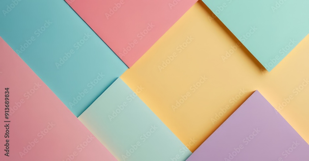 vibrant abstract composition overlapping paper shapes in pastel shades pink, blue, yellow, and purple, vibrant abstract composition overlapping paper shapes in pastel shades pink, blue, yellow, and purple,