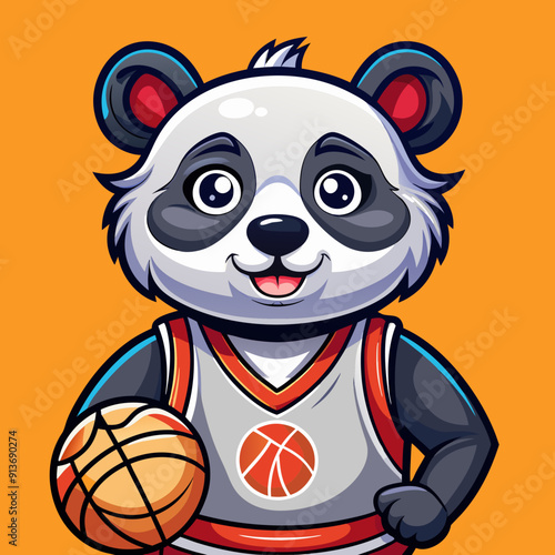 panda basketball cartoon maskot