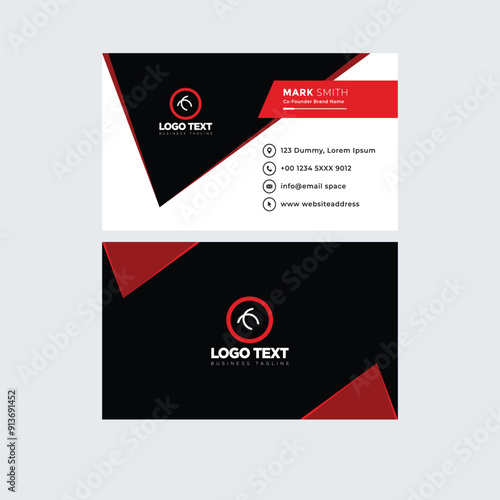 Red and black Business card design template, professional business card template, visiting card