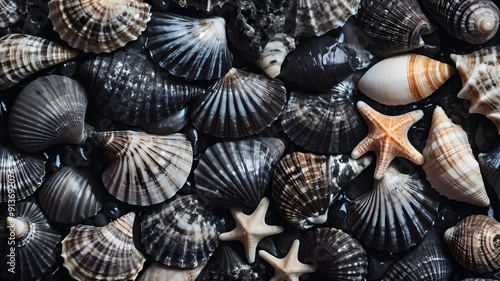 Many black shells texture