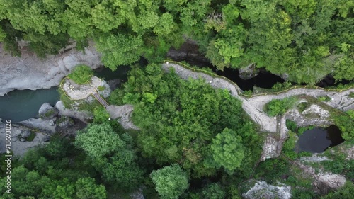 Gorge, natural landscape. The mountain river is White. Khadzhokhskaya Gorge, Adygea, Russia