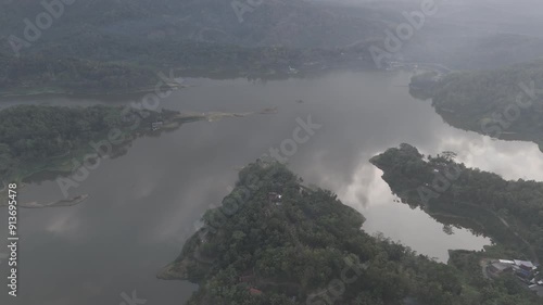 RAW FOOTAGE 4K VIDEO view of an artificial lake or dam