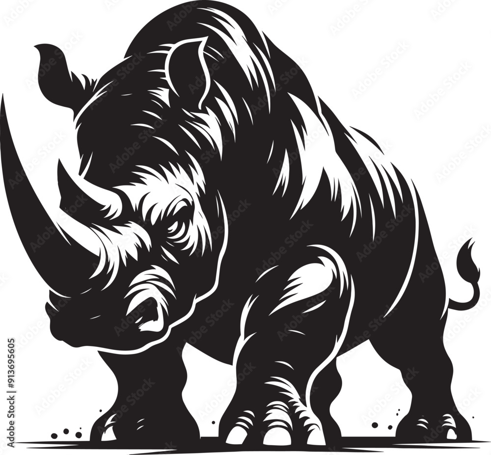 Rhino Silhouette isolated on white background Minimalist rhino vector shape Rhino Silhouette isolated on white background Minimalist rhino vector shape