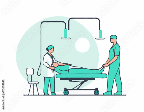 Surgical procedure semi flat RGB color vector illustratio
