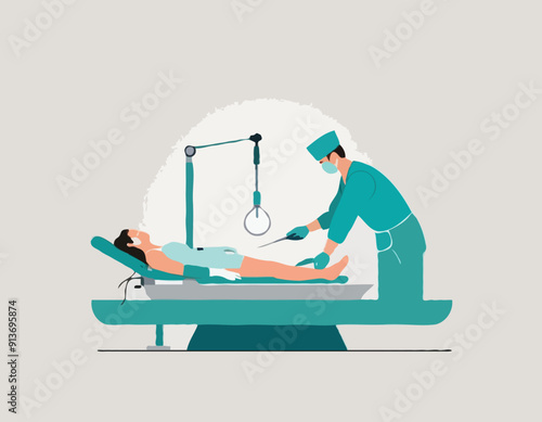 Surgical procedure semi flat RGB color vector illustratio
