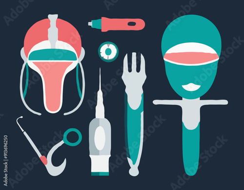 Surgical procedure semi flat RGB color vector illustratio
