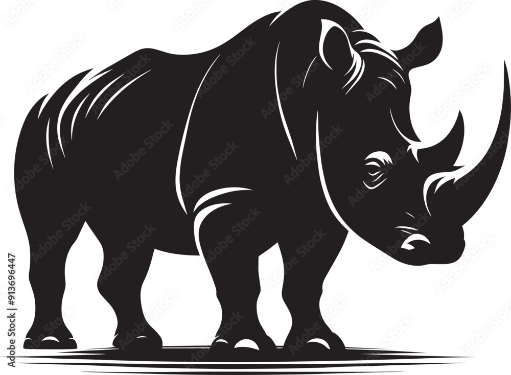 Rhino Silhouette isolated on white background Minimalist rhino vector shape Rhino Silhouette isolated on white background Minimalist rhino vector shape