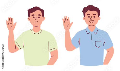 Man Waving His Hand Say Hello Greeting
