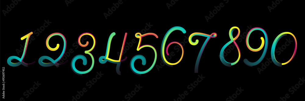 Obraz premium Vector set of number, numbers, gradient number