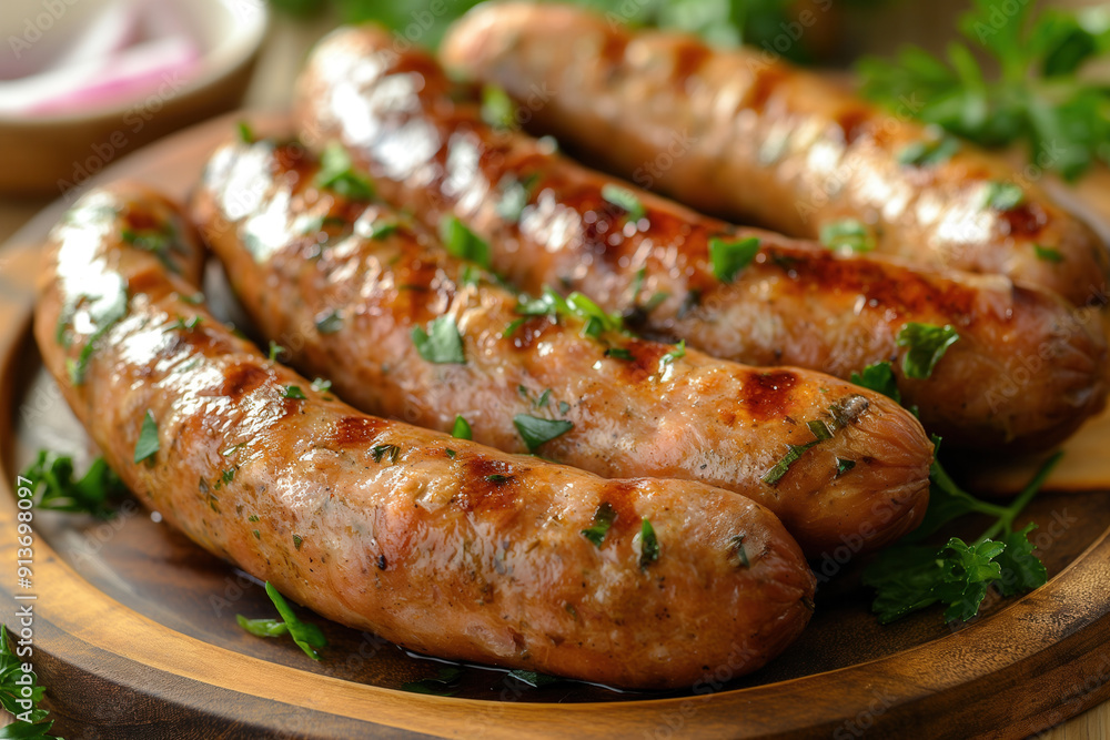 Andouillette - sausage made usually from pork intestines and stomach, often grilled or fried, french food, hi end kitchen Andouillette - sausage made usually from pork intestines and stomach, often grilled or fried, french food, hi end kitchen