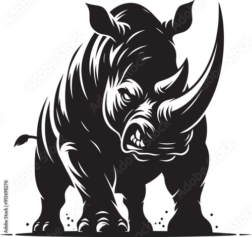 Rhino Silhouette isolated on white background Minimalist rhino vector shape 