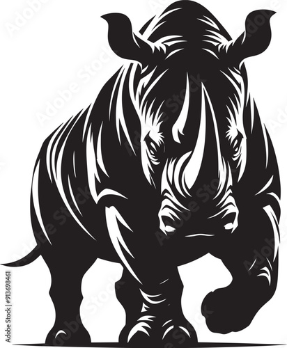 Wallpaper Mural Rhino Silhouette isolated on white background Minimalist rhino vector shape  Torontodigital.ca