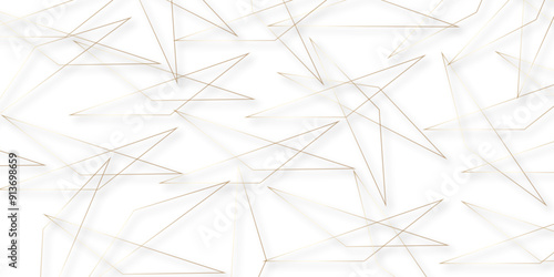  Abstract background with liens and triangles shape on white background. White and golden geometric overlapping rectangle pattern Geometric background soft shadows as patten ..White polygon textured .