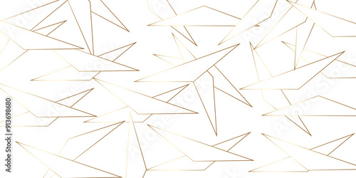  Abstract background with liens and triangles shape on white background. White and golden geometric overlapping rectangle pattern Geometric background soft shadows as patten ..White polygon textured .