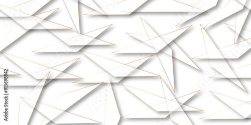  Abstract background with liens and triangles shape on white background. White and grey geometric overlapping rectangle pattern Geometric background soft shadows as patten ..White polygon textured .