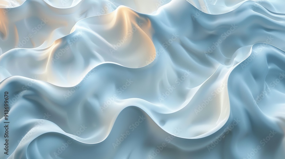 Soft White Fabric Waves Flowing Elegantly Under Natural Lighting in a Calm Environment Soft White Fabric Waves Flowing Elegantly Under Natural Lighting in a Calm Environment