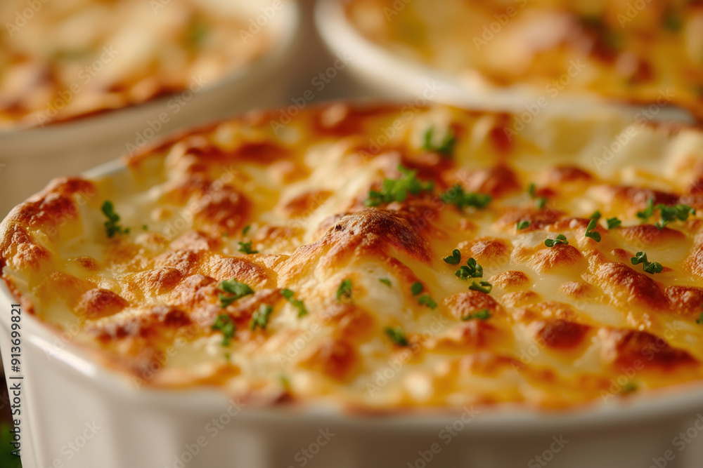 Gratin sauce - a creamy sauce used for gratin dishes with a crispy top layer, often made with cream and cheese - popular french sauce, french hi end kitchen Gratin sauce - a creamy sauce used for gratin dishes with a crispy top layer, often made with cream and cheese - popular french sauce, french hi end kitchen