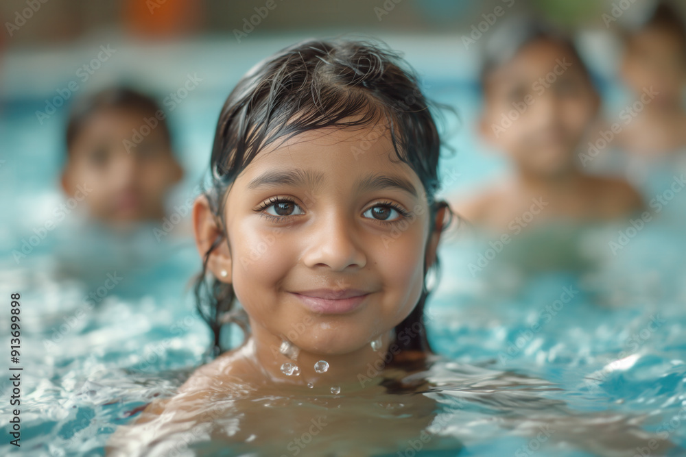 Happy indian family in swimming pool Happy indian family in swimming pool
