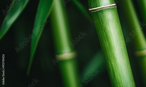  closeup of the black strips on bamboo shoots, Generative AI