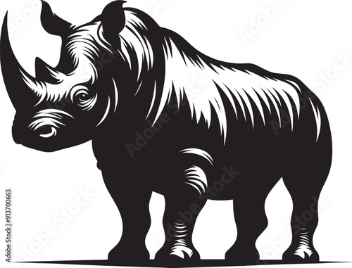 Rhino Silhouette isolated on white background Minimalist rhino vector shape 