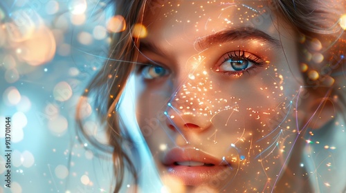 Mystical Beauty, Sparkling Portrait for your background business, poster, wallpaper, banner, backdrop, greeting cards, and advertising for business entities or brands.