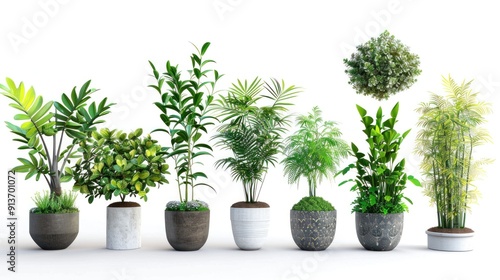 Collection of potted plants, diverse greenery for home and office decor