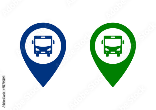 Map pointer with bus icon . bus station and location pin icon vector . bus station location pin icon ux ui destination,direction