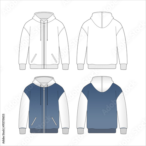 Mockup Zip Up Hoodie line art