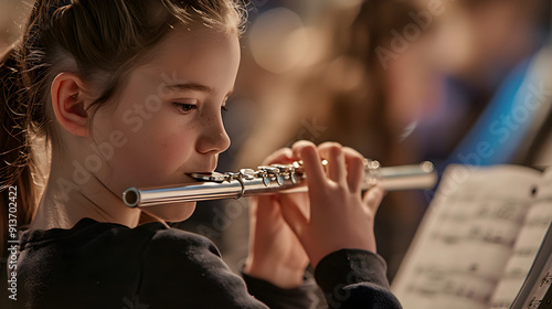 Young Girl Playing Flute