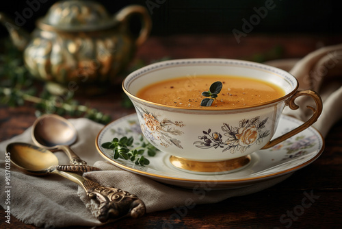 Supreme sauce - a veloute sauce enriched with cream - popular french sauce, french hi end kitchen photo