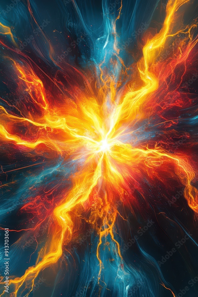 a bright blue and orange lightning bolt a bright blue and orange lightning bolt