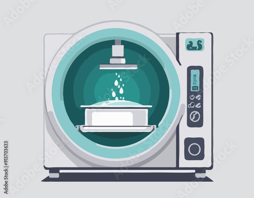 Autoclave icon. Professional sterilization equipment, industrial disinfection. Sterile surface. Glyph icon. Medical device sterilization.


