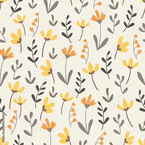 Wallpaper Mural seamless floral pattern. Idea for fabric, tablecloth pattern, wrapping paper, gift paper. Print Ditsy. Motives are scattered randomly.yellow flower pattern background. cute little pattern  Torontodigital.ca