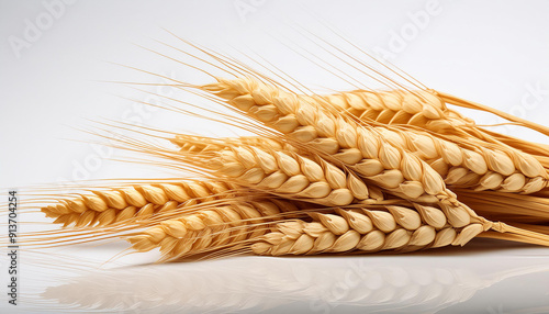 espigas de trigo dorado aisladas sobre un fondo blanco