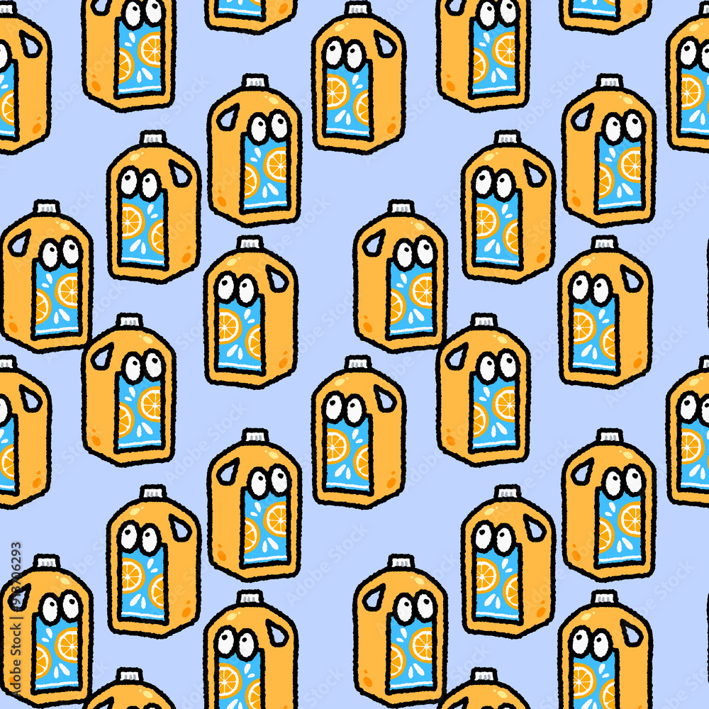 seamless pattern of orange juice in a plastic bottle repeatable cartoon character background wallpaper seamless pattern of orange juice in a plastic bottle repeatable cartoon character background wallpaper