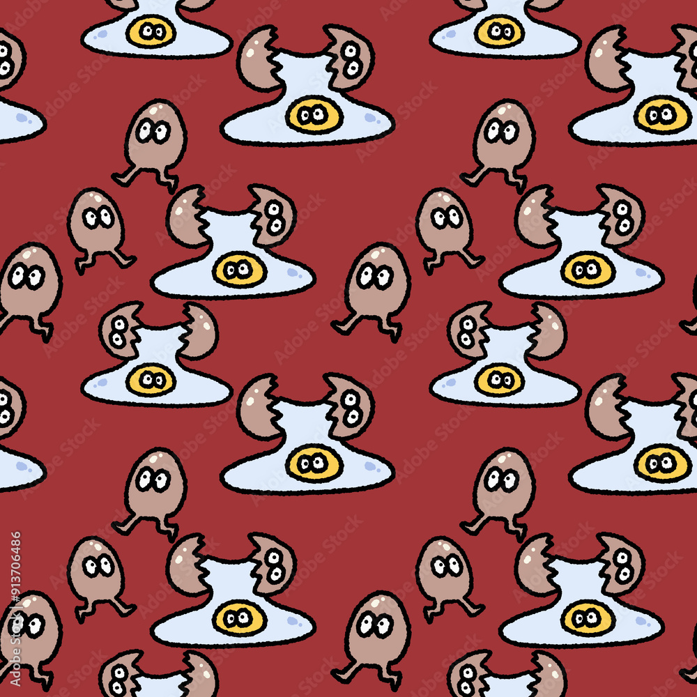 Fototapeta premium seamless pattern of egg cartoon character repeatable backdrop